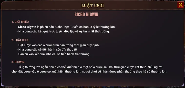 Hướng Dẫn Cách Chơi Sicbo BigWin Tại BomWin Chi Tiết Cho Người Mới Bắt Đầu